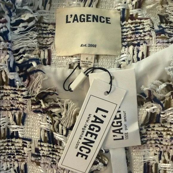 L'Agence Angelina Ivory Tweed Jacket NWT - Picture 10 of 10